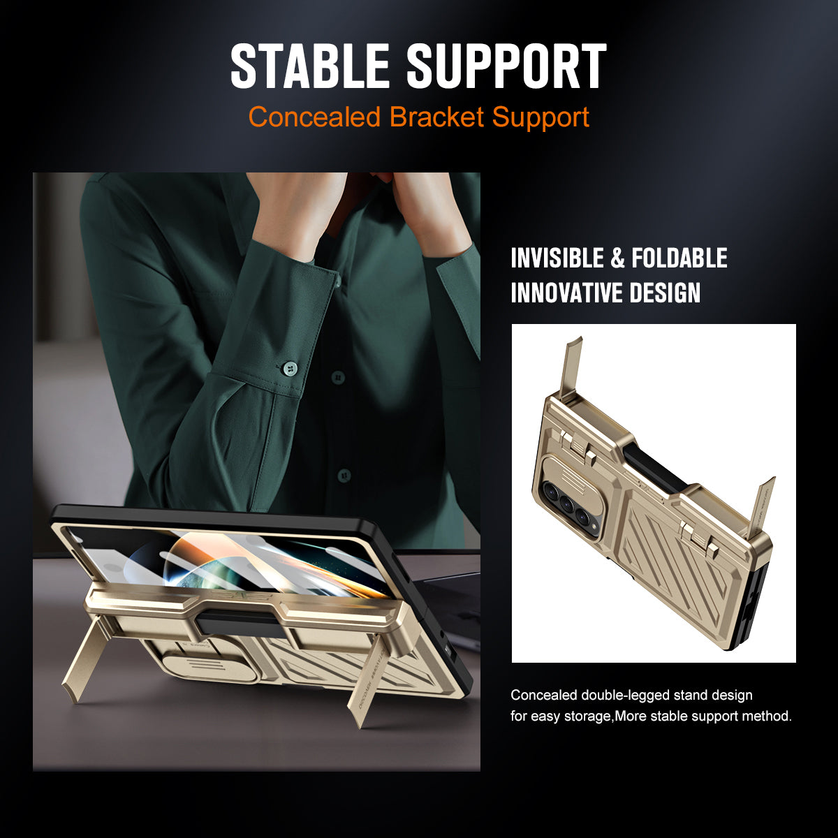 For Samsung Galaxy Z Fold4 5G Kickstand PC Phone Case Slide Camera Protection Dropproof Cover with Tempered Glass Film Stylus For Samsung Galaxy Z Fold4 5G Kickstand PC Phone Case Slide Camera Protection Dropproof Cover with Tempered Glass Film Stylus